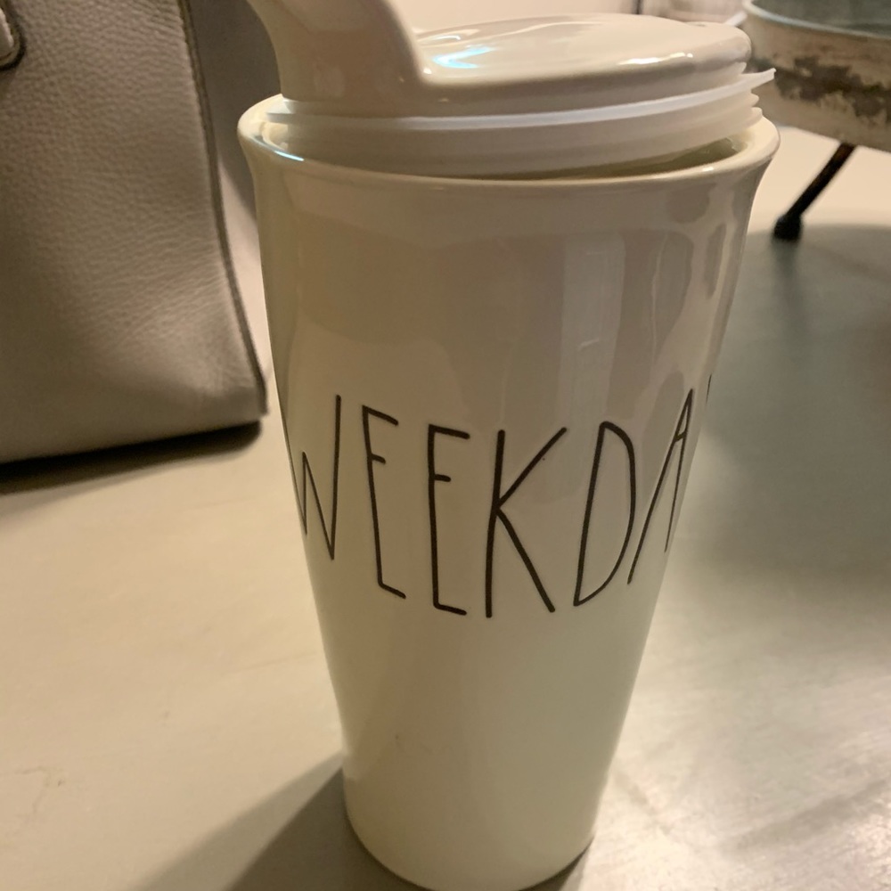 Rae Dunn travel mug.  WEEKDAY